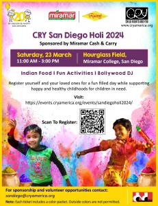 Cry San Diego Holi 2024 - Join Us For A Vibrant Holi Bash